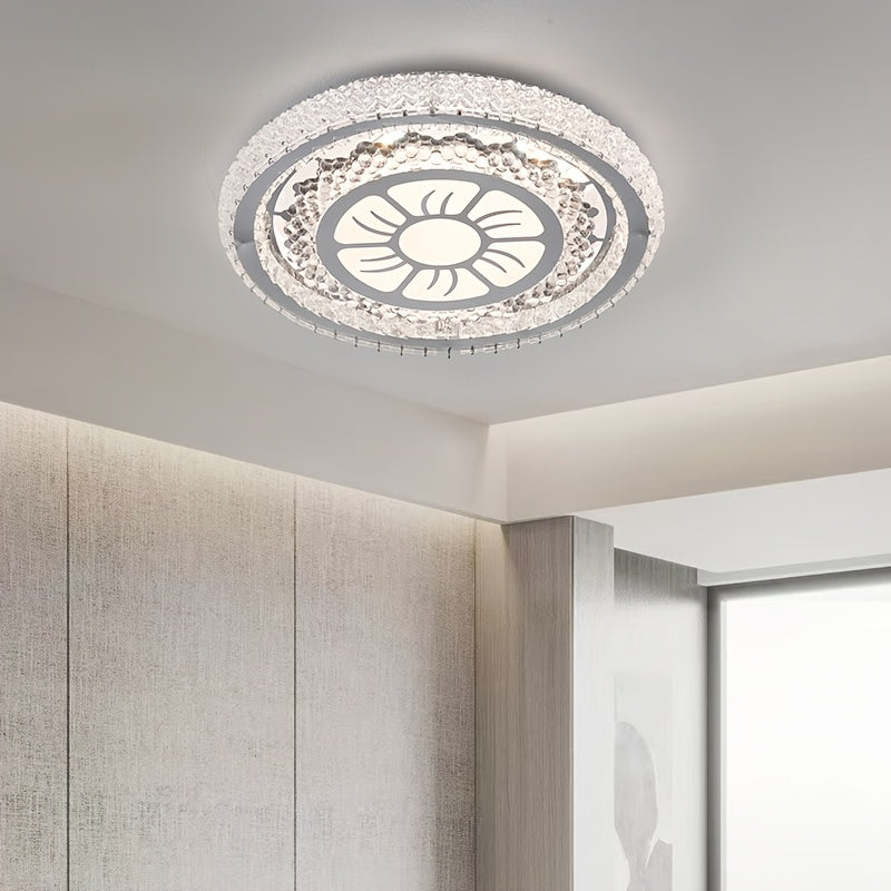 Plafonnier LED à cristaux acryliques Ø 43 cm, motif soleil ou fleur