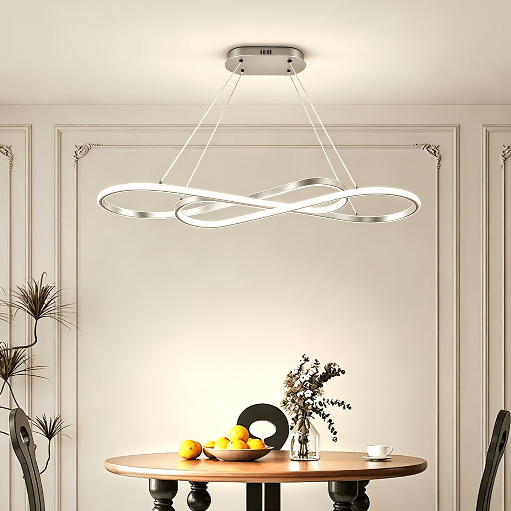 Lustre LED en double boucle infinie de 100 cm, noir, argenté ou doré
