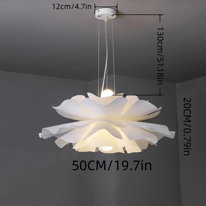 Suspension corolle à pétales ondulés blancs, Ø 50 cm, E27