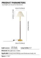 Lampe sur pied à abat-jour plissé crème et chaînette dorée, 160 cm