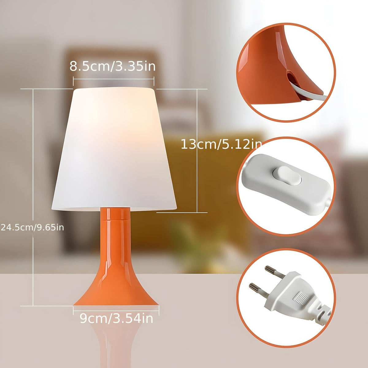 Deux lampes de chevet orange assorties pour le lit