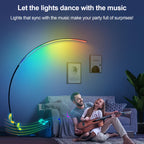 Lampadaire arc LED 31 W multicolore, interrupteur au pied, 165 cm