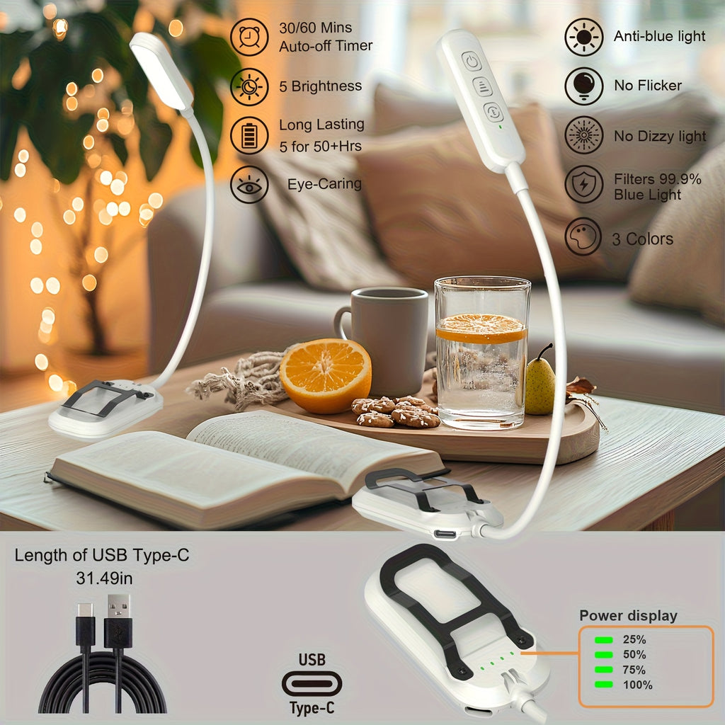 Lampe de lecture à pince 20 LED de 54 g, lumière ambrée 1600 K