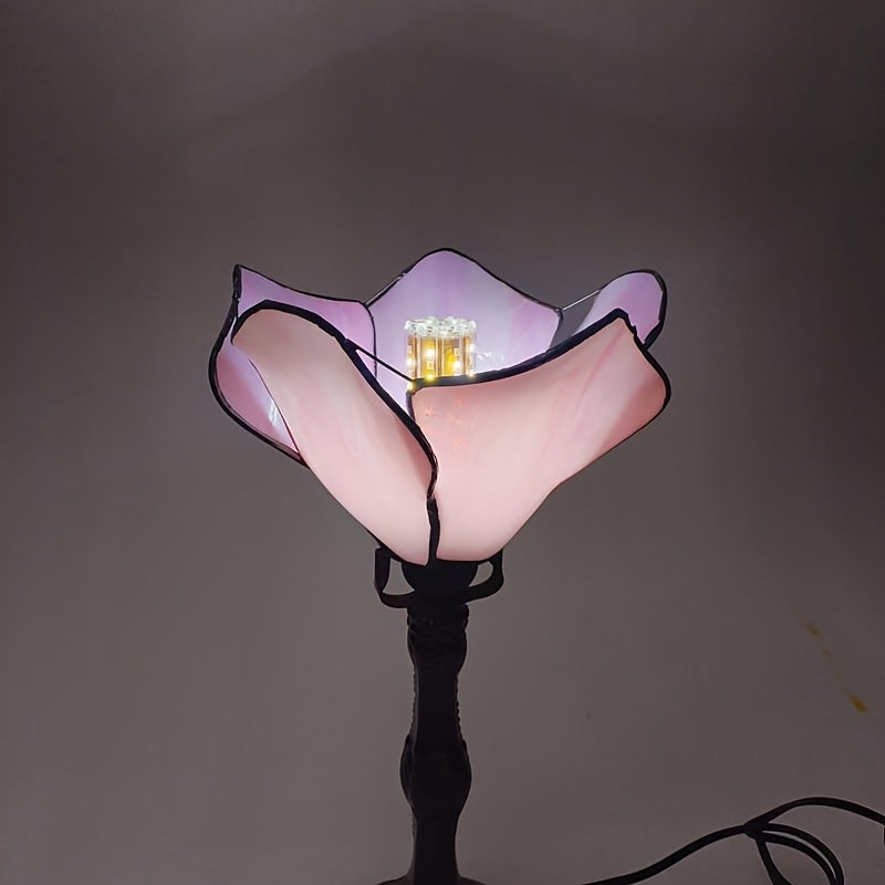 Verre de remplacement fleur en vitrail rose marbré, Ø 20,5 cm