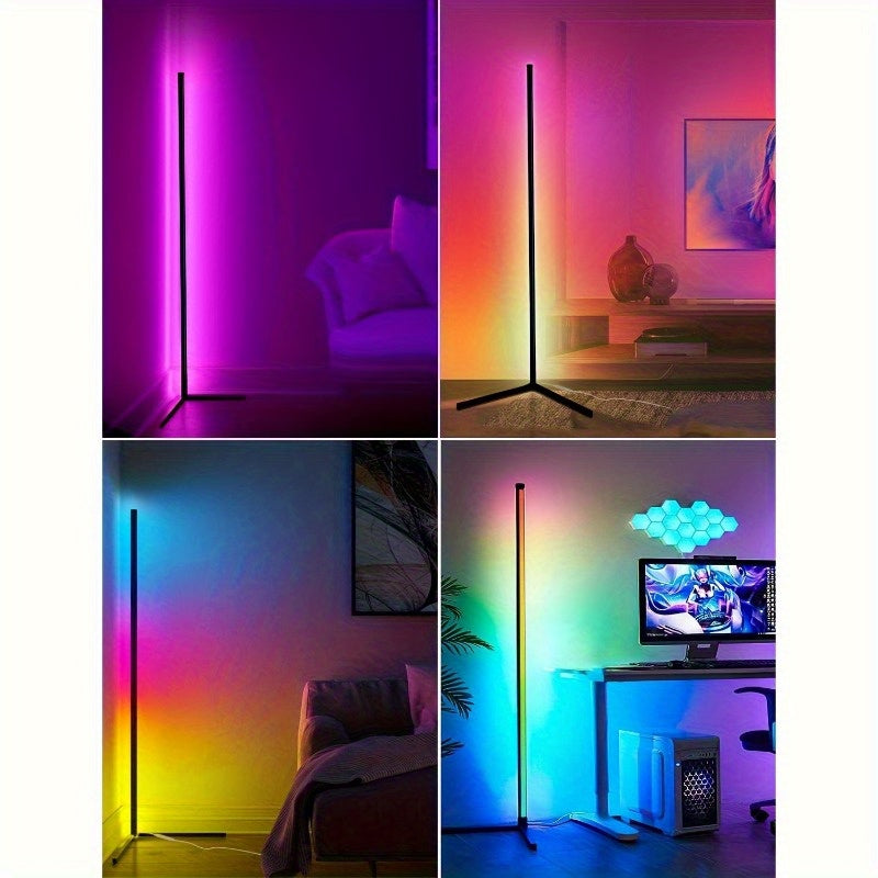 Lampadaire d'angle LED 140 cm, blancs 2700 à 6000 K et couleurs