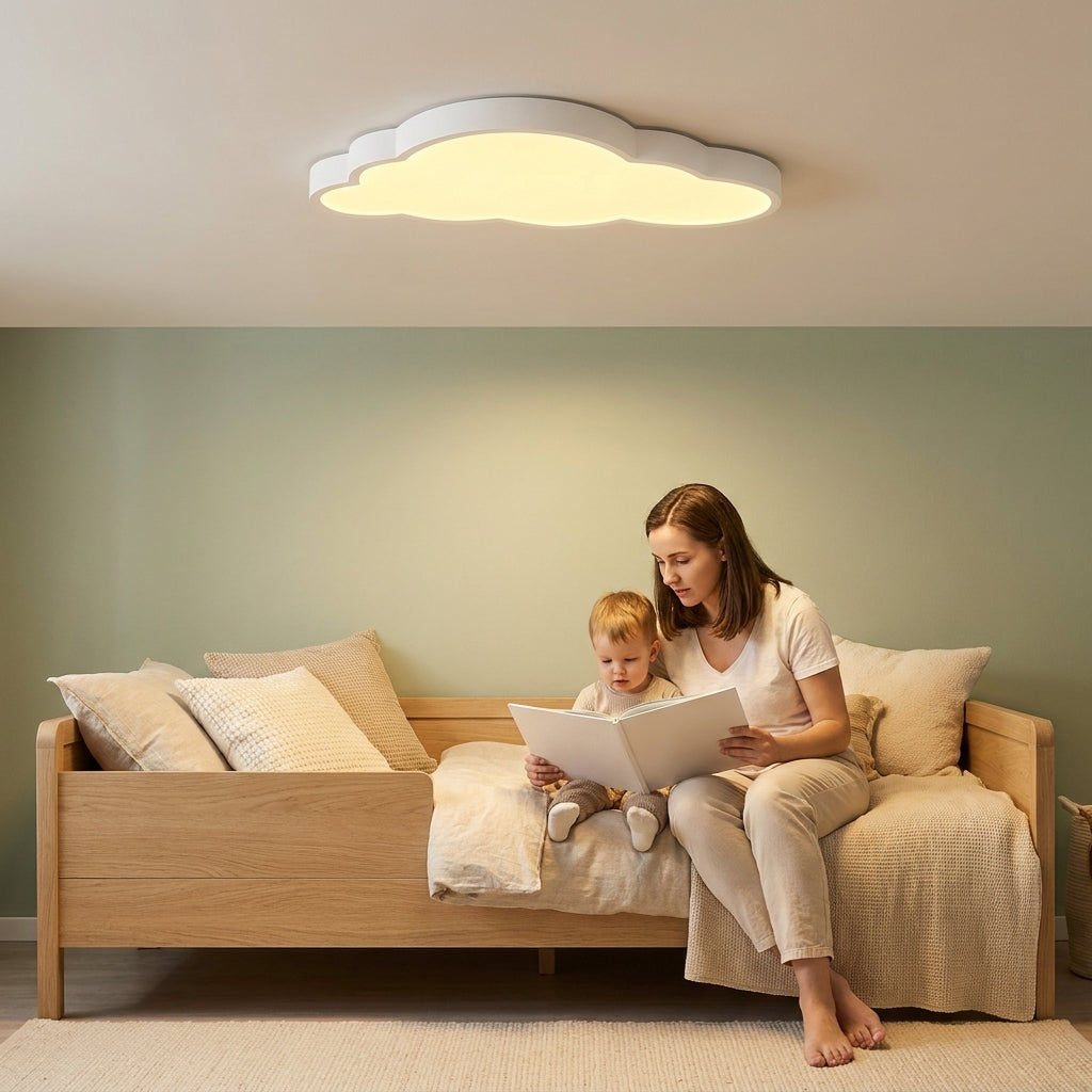 Plafonnier LED nuage blanc 50 cm pour chambre d'enfant, trois teintes