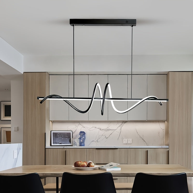 Suspension LED en vague de silicone sur barre de 100 cm, or ou noir