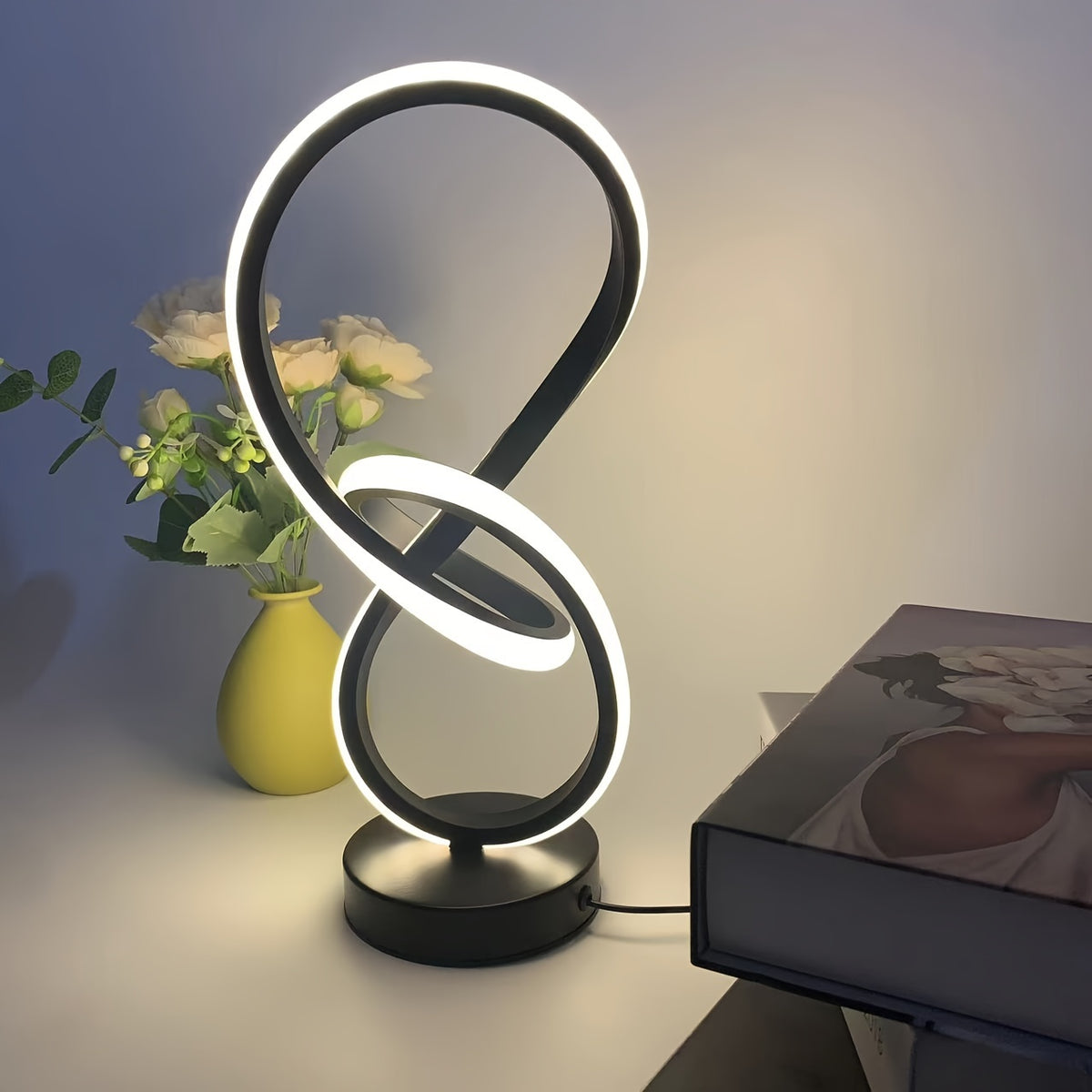 Lampe de bureau LED design en nœud lumineux, 31,5 cm, 3 teintes