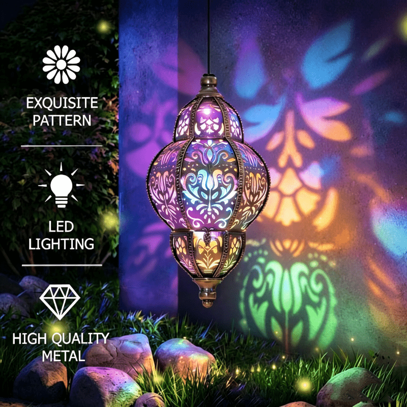 Lanterne solaire marocaine à suspendre, lumière multicolore, IP65