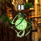 Suspension solaire spirale argentée à boule LED multicolore