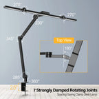 Lampe de bureau à pince d'architecte 24 W, barre LED de 58 cm