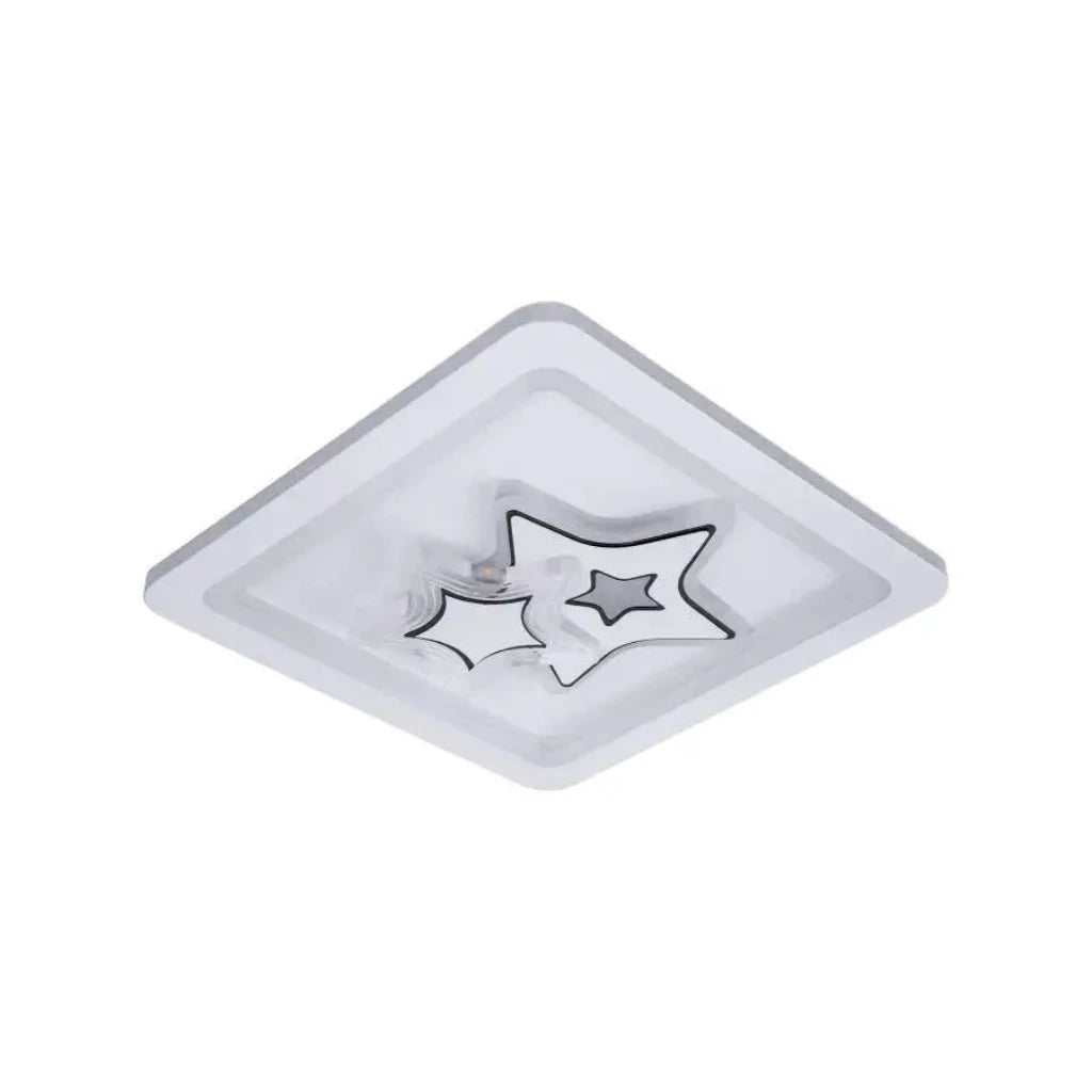 Plafonnier LED carré à étoiles 23 x 23 cm, accents lumineux RVB