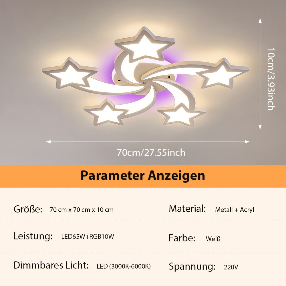 Plafonnier LED étoiles filantes Ø 70 cm, éclairage RVB et télécommande