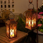 Lanterne solaire vintage cuivrée ou noire à flamme LED, 33,9 cm