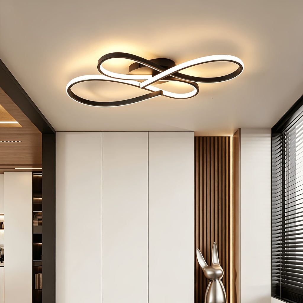 Plafonnier LED à boucles entrelacées 79 cm, noir, argenté ou doré