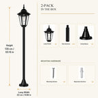 Lot de 2 lampadaires solaires 135 cm à lanterne et filament