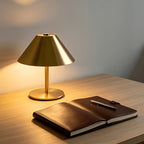 Lampe de table sans fil dorée en métal, rechargeable USB et tactile