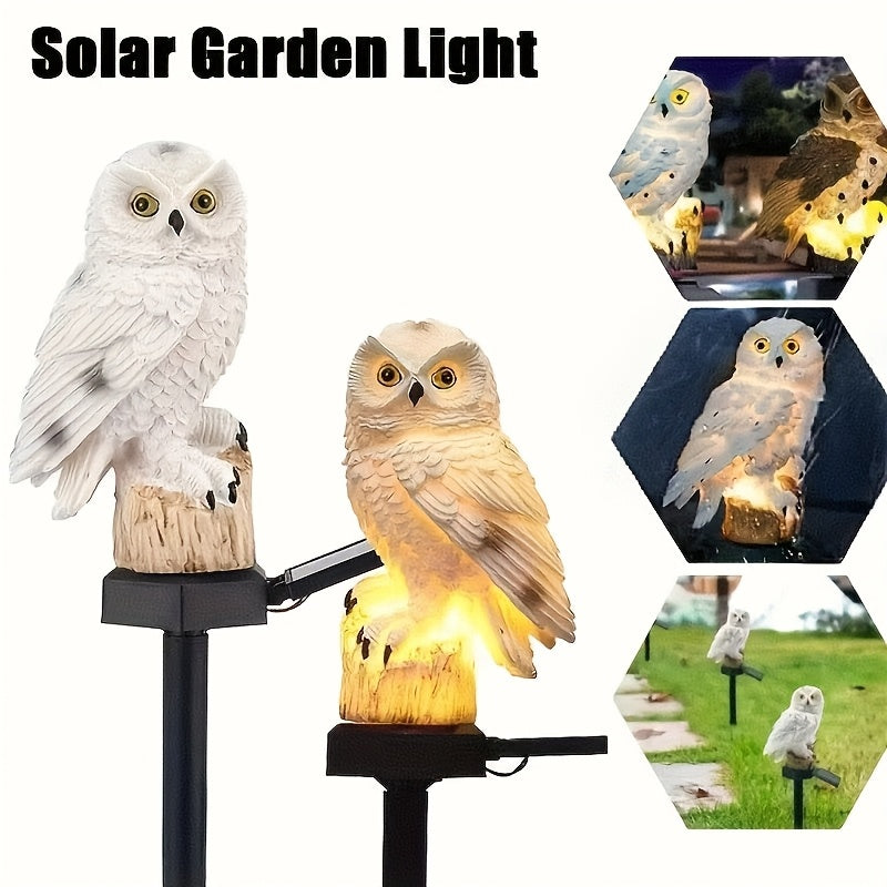 Lampe solaire hibou en résine sur piquet, lot de 2 pour jardin