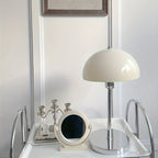 Lampe champignon à grand dôme crème et pied chromé, 51 cm