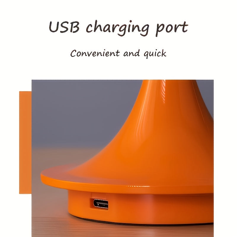 Lampe champignon sans fil rétro au chapeau anneau, blanche ou orange