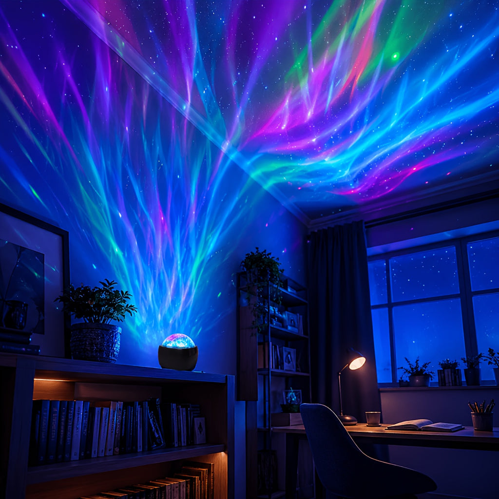 Veilleuse projecteur vagues d'eau, dôme noir pour salon et chambre