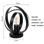 Plafonnier noir à anneaux de métal entrelacés, 26,5 cm, douille E27