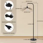Lampadaire à potence noir et abat-jour filaire ajouré, 144 cm