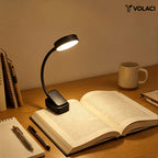Lampe de lecture à pince noire à piles, variation de 20 à 100 %