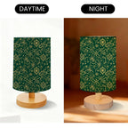 Lampe de chevet de Noël vert sapin à motifs dorés, 24 cm, USB
