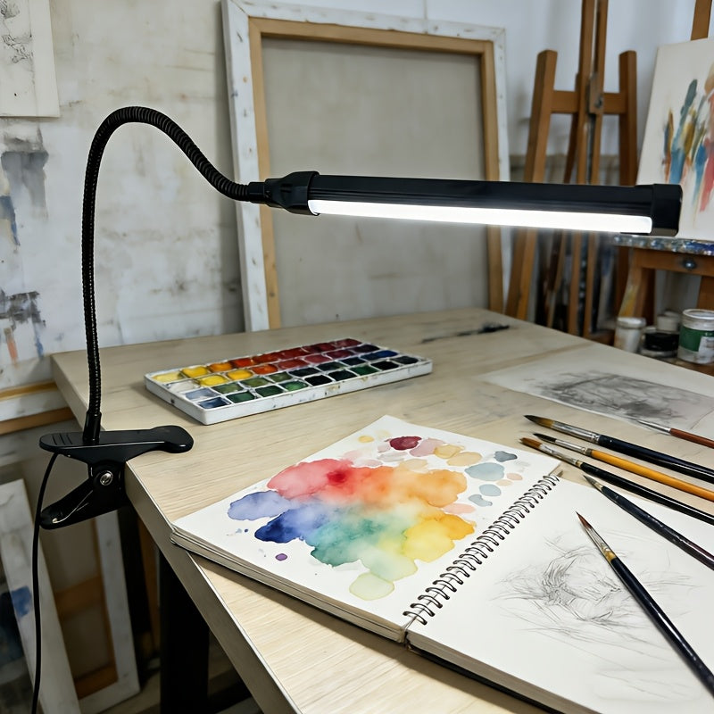 Lampe à pince barre 96 LED noire pour manucure et dessin, col métal