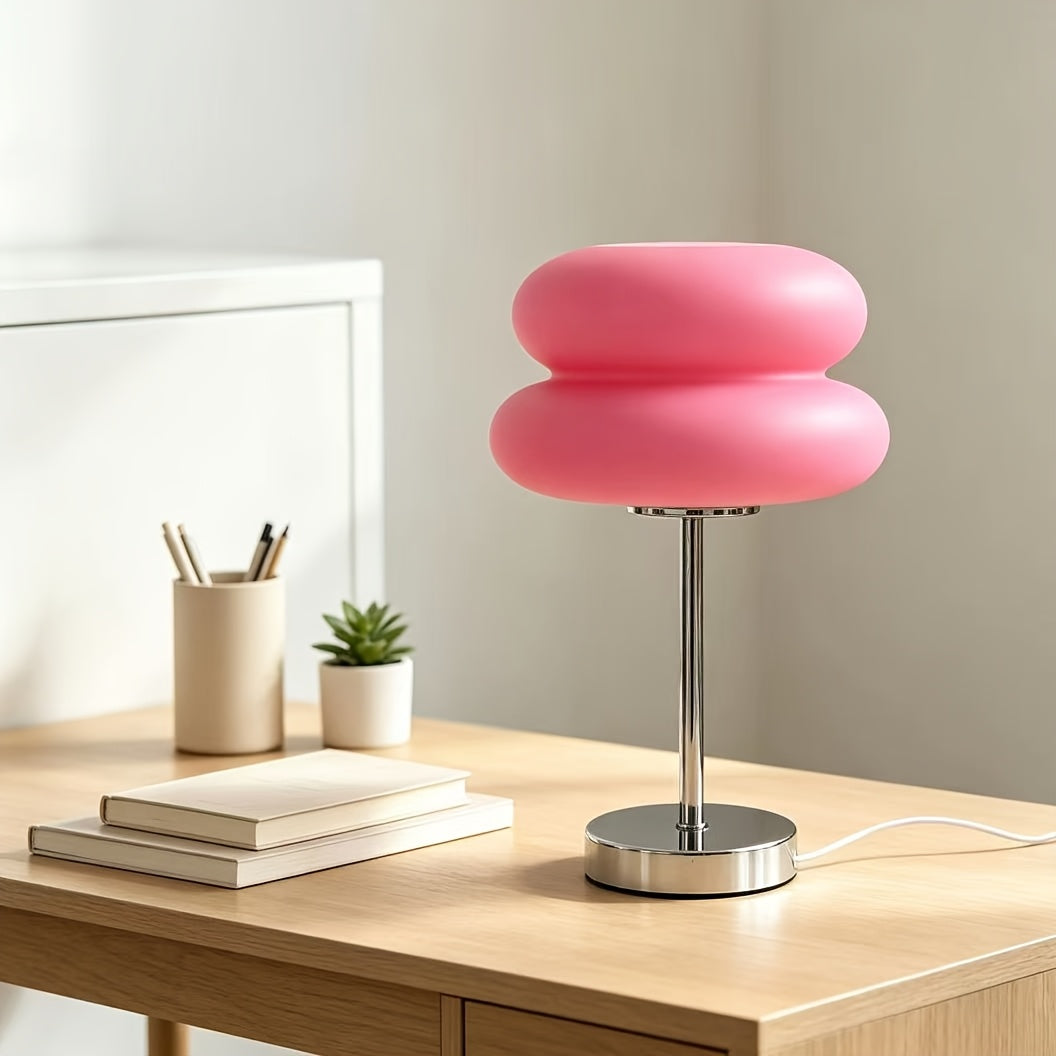 Abat-jour macaron rose vif sur tige chromée