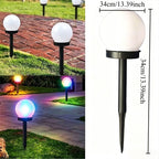 Lot de 4 globes solaires sur piquet à couleurs changeantes, 34 cm