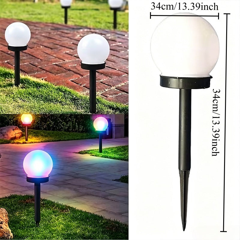 Lot de 4 globes solaires sur piquet à couleurs changeantes, 34 cm