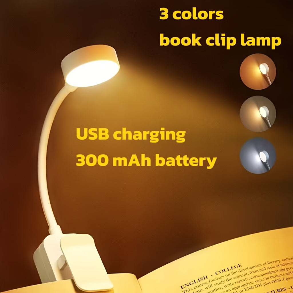 Mini lampe de lecture à pince blanche rechargeable, col de 13 cm