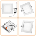 Lot de 5 spots LED carrés 9W sans scintillement, 14,8 x 14,8 cm