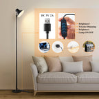 Lampe de sol LED noire orientable, hauteur réglable de 45 à 145 cm