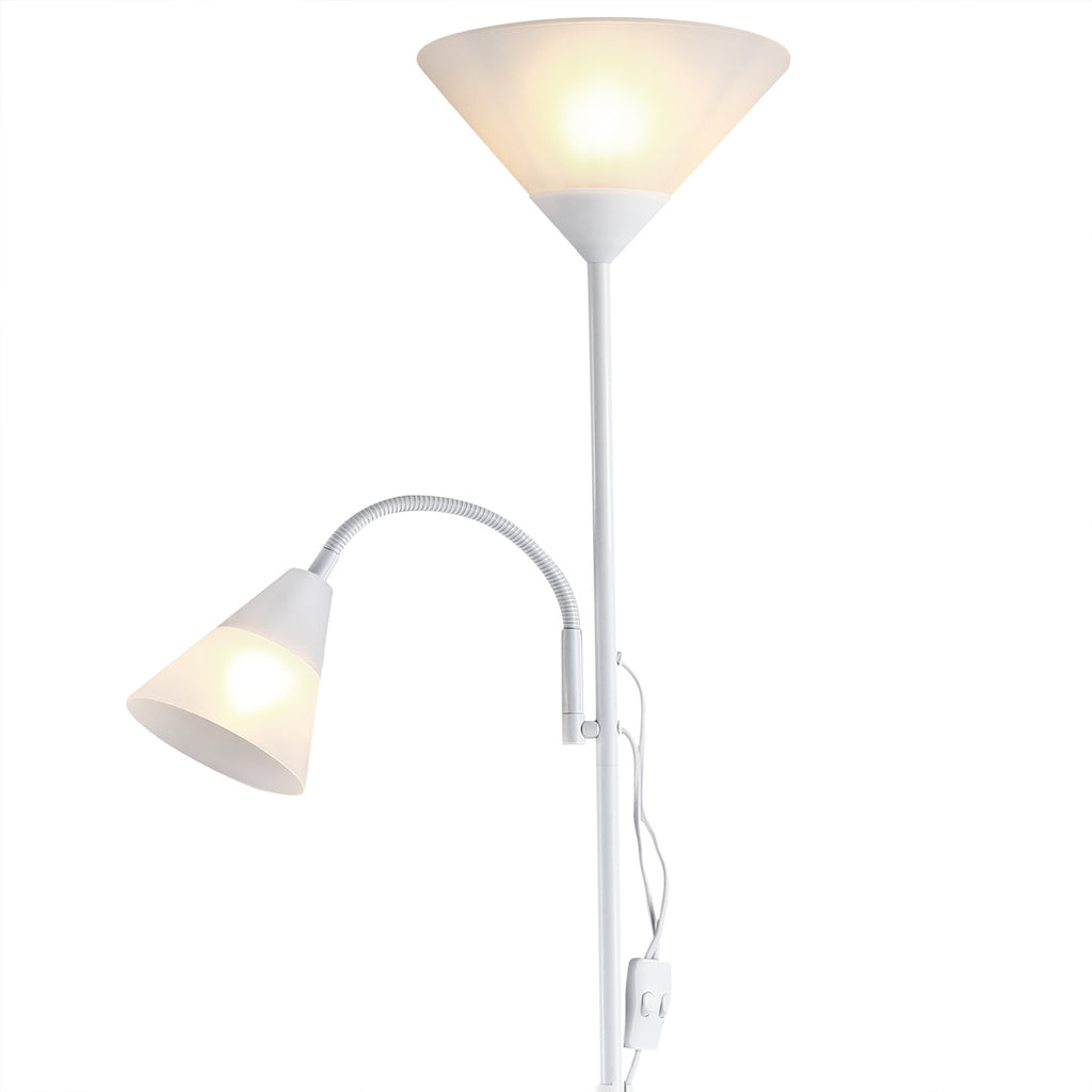 Lampadaire vasque avec liseuse flexible, noir ou blanc, 175 cm