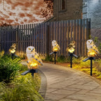 Lampe solaire hibou en résine sur piquet, lot de 2 pour jardin