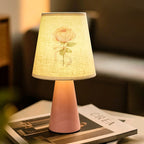 Lampe de chevet rose à rose aquarelle, abat-jour lin et coffret