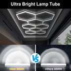 Plafonnier LED hexagonal en kit pour garage ou atelier, 24 à 68 tubes