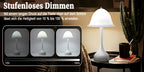 Lot de 2 lampes champignon sans fil blanches, tactiles, 24,5 cm