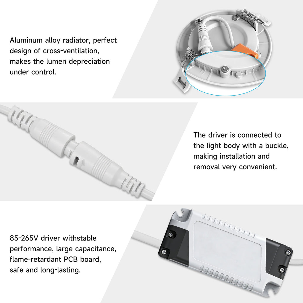 Spot LED encastrable extra-plat 3 W, découpe 7 cm, lot de 6