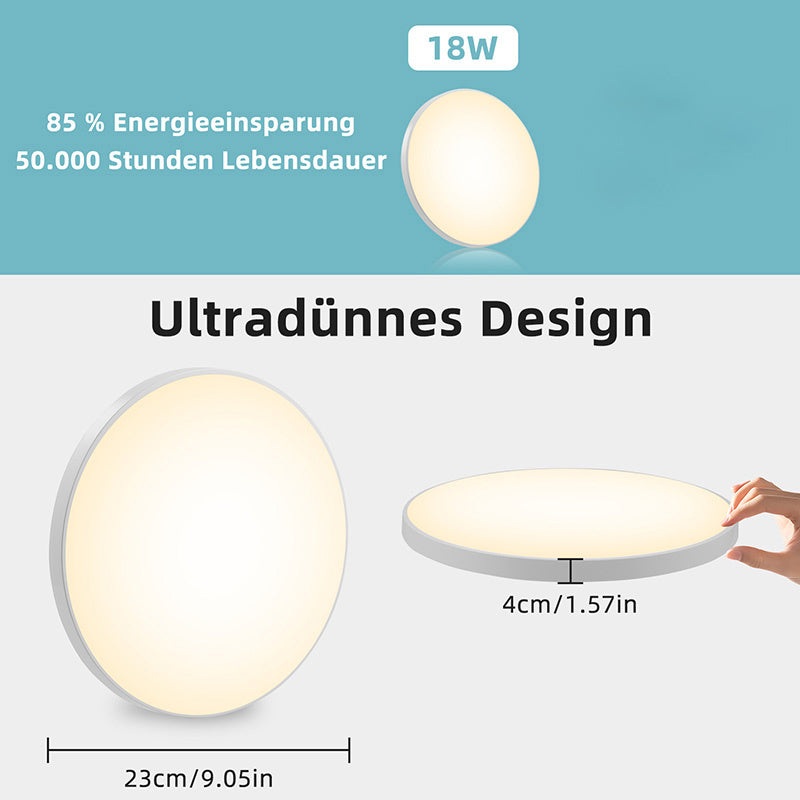 Lot de 4 plafonniers LED ronds extra-plats Ø 23 cm, blanc chaud