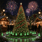 Lot de 10 sapins lumineux LED sur piquet, à piles, vert ou jaune