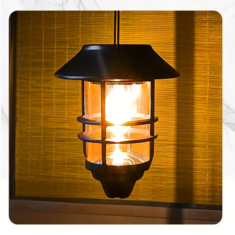 Applique solaire lanterne sur potence, métal et verre, amovible