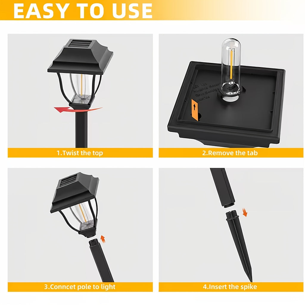 Lampe solaire lanterne de rue à filament, lot de 3, 5 ou 7 IP44