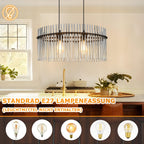 Suspension d'îlot 3 lumières en verre fumé cannelé, barre de 48 cm