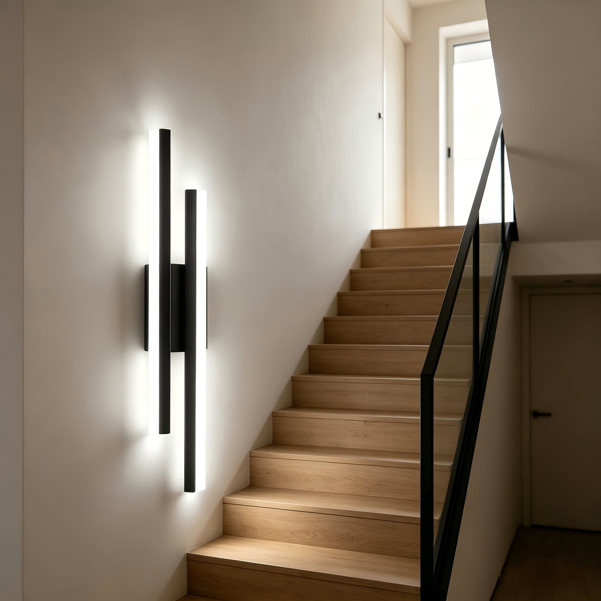 Applique double barre LED en métal noir mat