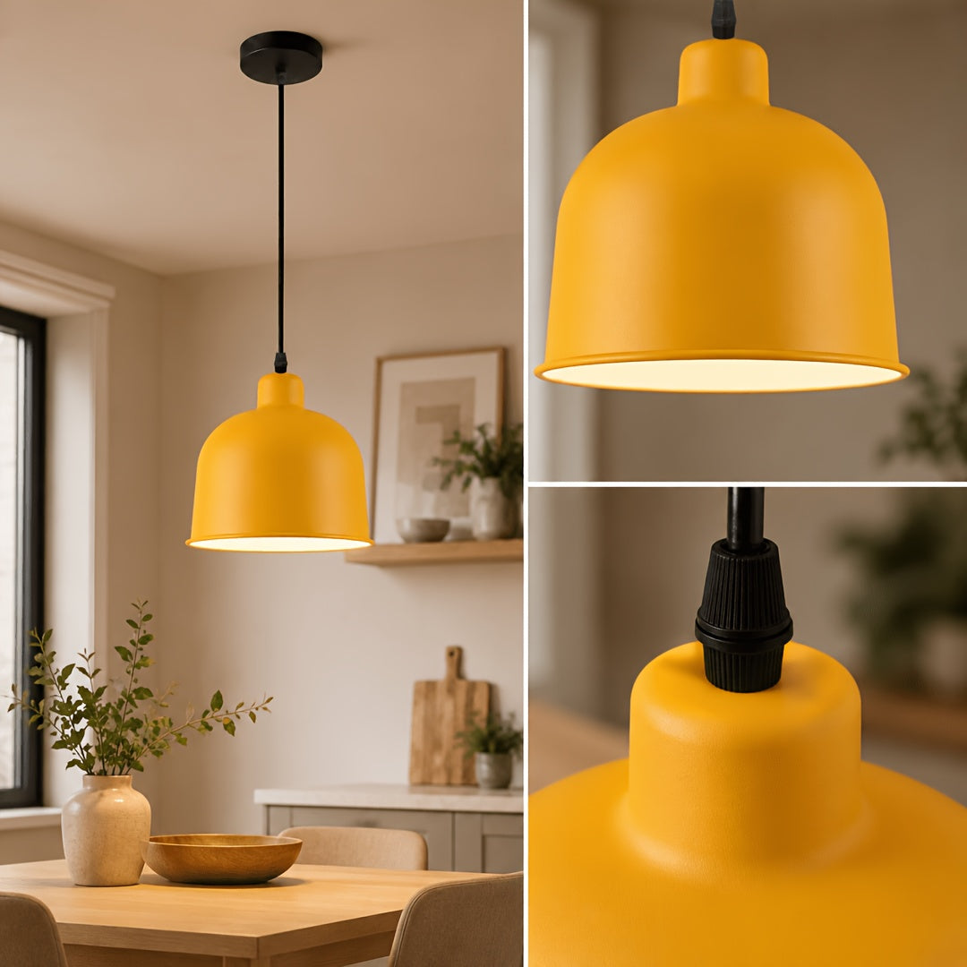 Suspension cloche en métal mat, rose, jaune, vert ou noir, Ø 25 cm