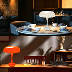 Lampe champignon sans fil rétro au chapeau anneau, blanche ou orange